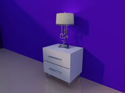 Lighting nightstand with lamp 3D print model