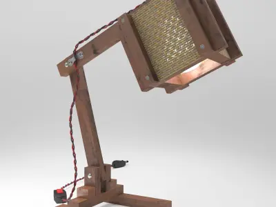 Wooden table lamp Low-poly 3D model