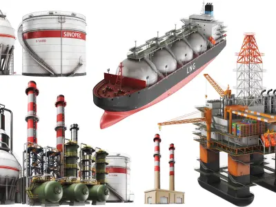  Detailed Large Oil Refinery Collection 