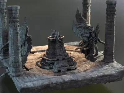 Fallen Angel Blood Font Floating stone platform  3D model