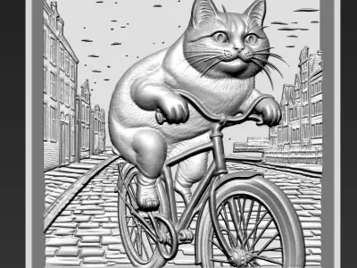 Cat Riding a Bike A46 3D print model purchase