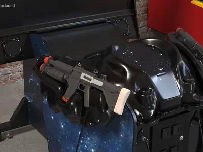  Space Arcade Game Machine Off State Rigged for Cinema 4D 