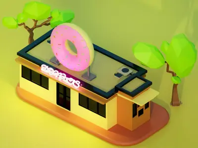 Donut Shop Low-poly 3D model