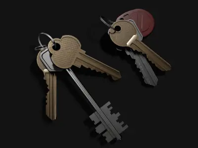 Realistic Keys and RFID Tags Game Ready Low Poly 3D Model Low-poly 3D model
