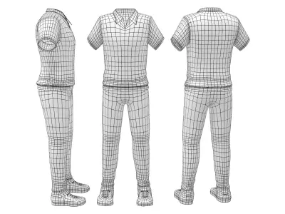 Mens Golf Outfit Low-poly 3D model