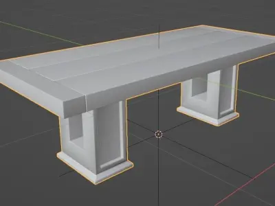 Oak Dining Table Plank Low-poly 3D model