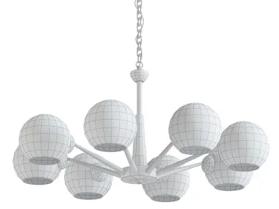 REFECT chandelier with clear glass globes and gold accents 3D model