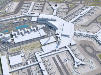 Amsterdam Airport 20km Low-poly 3D model
