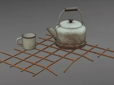 Post-Apocalyptic Campfire Set - UE5 Ready Low-poly 3D model