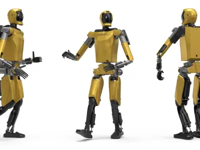  Humanoid Robot Kepler Yellow Rigged for Cinema 4D 