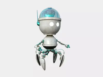 Brain Robot G07 White Dust - SciFi Character Design Low-poly 3D model