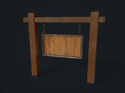 Medieval Signboard Low-poly 3D model