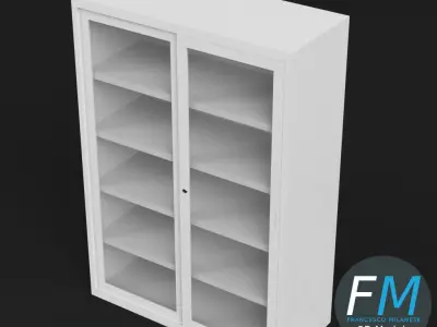 Office cabinet with glass doors 3D model