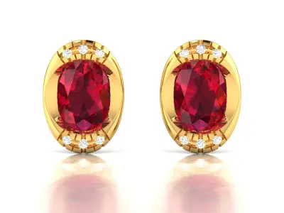 Women Oval Diamond Earring 3dm STL OBJ FBX Render Details 3D print model