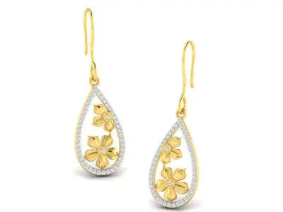 Gold Diamond Women Earring 3D print Model 3D print model 25