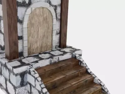 Low Poly Medieval Wooden Watch Tower Low-poly 3D model