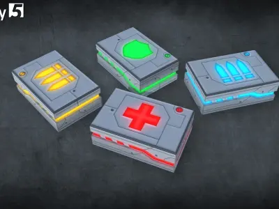 Toon Sci-fi Weapons pack Low-poly 3D model