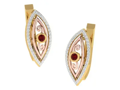Light Weight Yellow Gold Diamond Earring EZ BI-56 3D print model