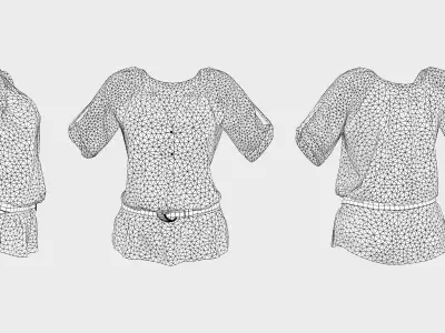 Ladies Shirt with Belt Low-poly 3D model