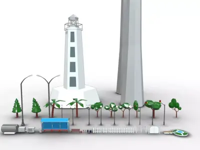 City Asset Pack - Cartoon - Low Poly 3D model