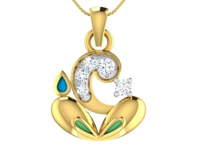 light weight yellow gold  diamond pendent -ZA PN 2153 3D print model