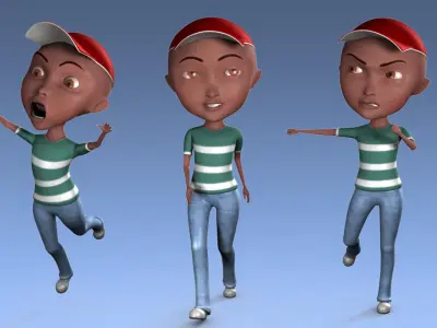 Cartoon Boy Rigged Low-poly 3D model