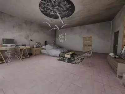 modern VR room Low poly 57 models 3D model