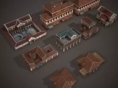 Ancient house Pack Low-poly 3D model