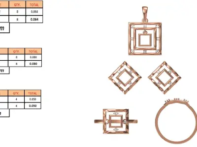 Light Minimalist Diamond Pendant Necklace 3D print model