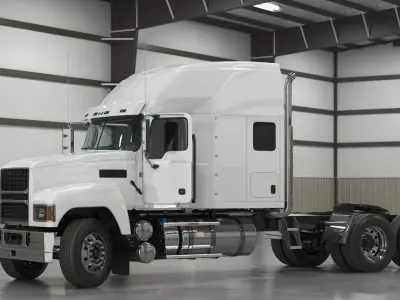  2025 Semi Truck White Rigged for Cinema 4D 