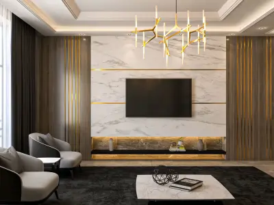 Modern Salon and Dining Room 3D model