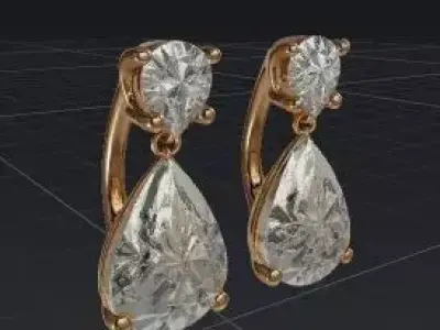 Classic Teardrop Diamond Earrings 3D print model