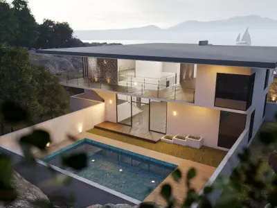 WIde View Modern House 3D model