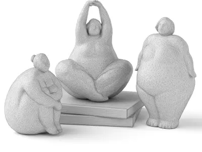 Figurine statue of woman in yoga pose 3D model