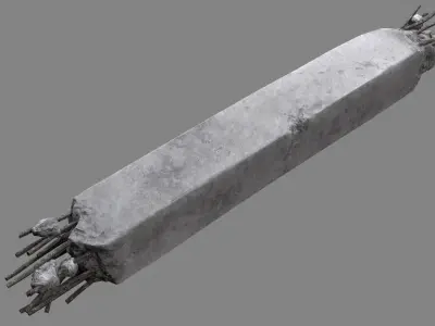Damaged Concrete Column 03 v2 Low-poly 3D model