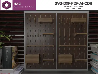 Laser Cut Pegboard Wall 081 3D print model