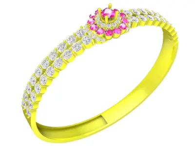 Elegant Double Row Pave Halo Gemstone Ring 3D Jewelry Model 6490 3D print model