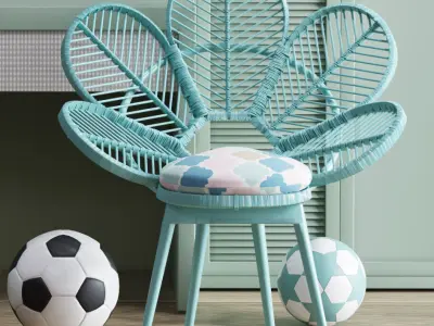 Realistic Study Desk Furniture for kid- interior kidroom set 3D model