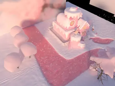 Cartoon Snowy Cabin  Low-poly 3D model