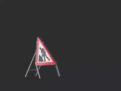 Men At Work Triangular Road Sign Low-poly 3D model