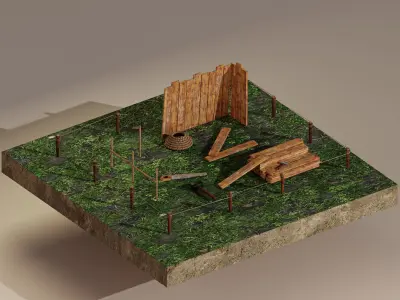 Barn Level 15 Low-poly 3D model