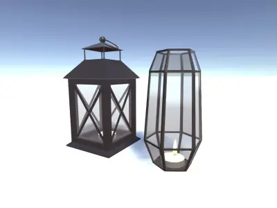 Lanterns and Candles Low-poly 3D model