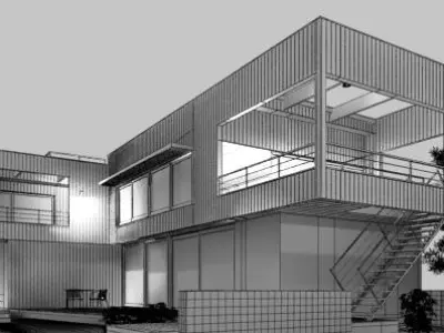 Evening Scene Of A Modern House 3D model