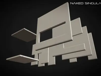 Laboratory Wall - Ceiling - Floor modules laid out Low-poly 3D model