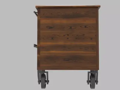 Antique Industrial Bar Cart Low-poly 3D model