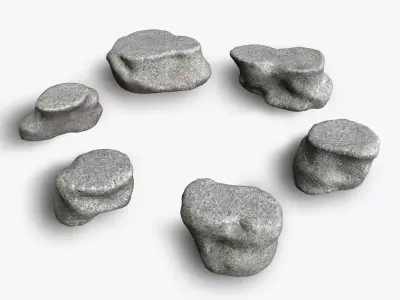 Short Flat Rocks - White 1 Low-poly 3D model