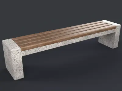 Modern Outdoor Bench 74 PBR Game Ready Low-poly 3D model