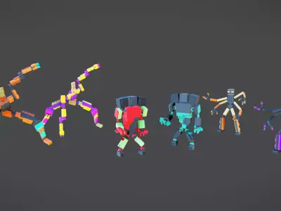 Brick Toy 3D - Low Poly - Fighter Robots Low-poly 3D model