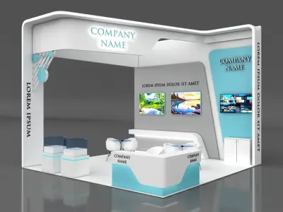 Booth Exhibition Stand Stall 6x6m Height 500 cm3 Side Open 3D model