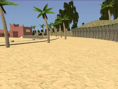 ParkGuell garden with steps and trees 3D model